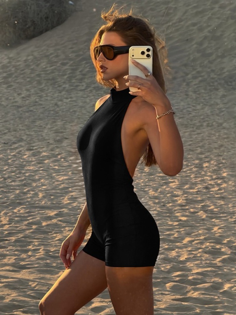Yoga Overall Fitness - Sexy Neckholder Ärmellose Bodysuits Damen Sommer