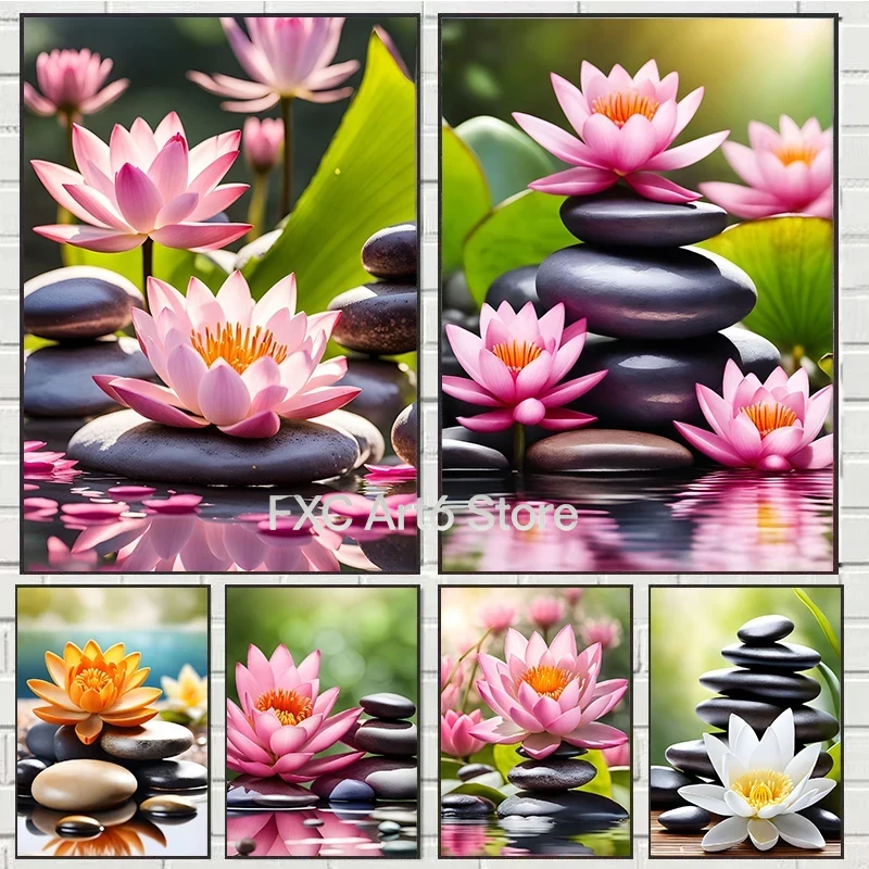 Zen Yoga Fitness - 1 Stück rahmenloser Spa-Zen-Leinwanddruck mit Kirschblüten,