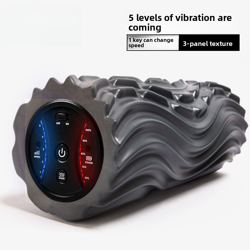 Yoga Fitness Roller - Yoga-Säule Yoga-Ausrüstung Elektrische Schaumstoffrolle 5-Gang-Vibrationsmassage Gewellte
