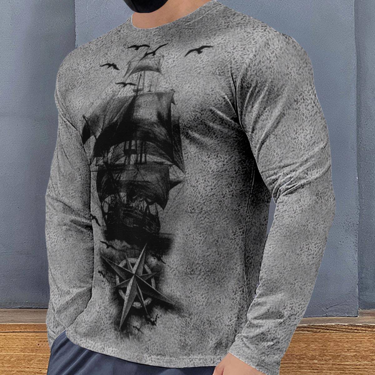 Yoga Fitness Brand - Herren Freizeit-Sportshirt mit Rundhalsausschnitt und Langen