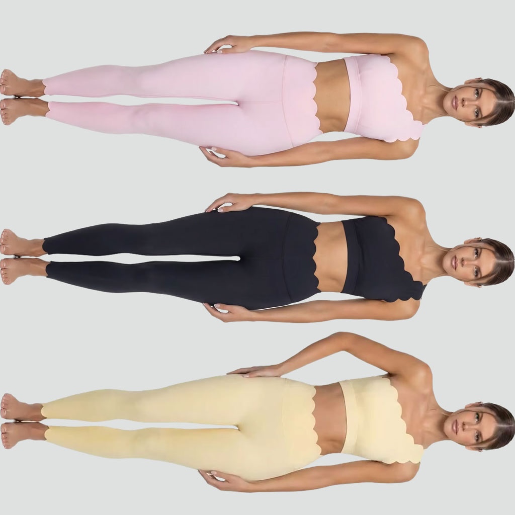 Yoga Fitness Kit - Damen-Set 2-teilig Elegantes Ballett-Rosa Einschultriges Spitzen-Oberteil